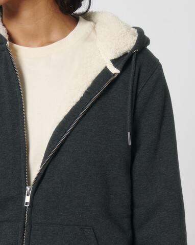 Hygger Sherpa - Der Unisex-Zip-Hoodie mit Sherpa-Futter - Dark Heather Grey - S bedrucken, Art.-Nr. STSU956C6511S