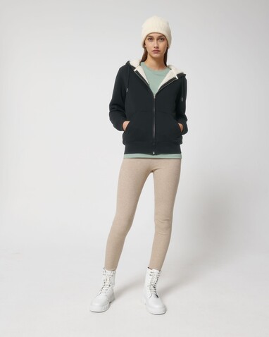 Hygger Sherpa - Der Unisex-Zip-Hoodie mit Sherpa-Futter - Black - S bedrucken, Art.-Nr. STSU956C0021S