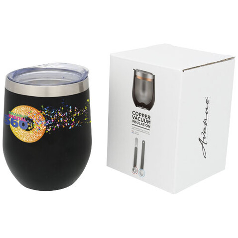 Corzo 350 ml Kupfer-Vakuum Isolierbecher, schwarz bedrucken, Art.-Nr. 10051600 Corzo 350 ml Kupfer-Vakuum Isolierbecher, schwarz bedrucken, Art.-Nr. 10051600
