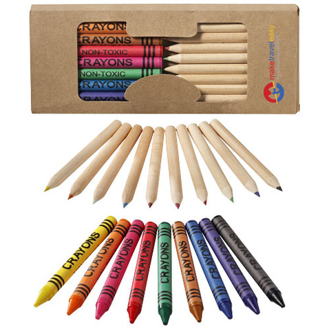 Lucky 19-teiliges Waxmal- und Buntstifte Set, natur bedrucken, Art.-Nr. 10678800