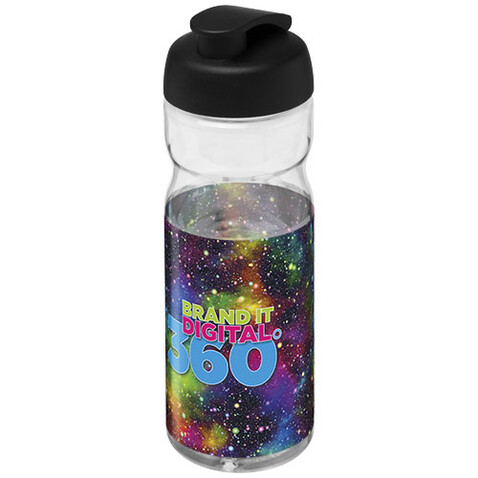 H2O Active® Base 650 ml Sportflasche mit Klappdeckel, transparent, schwarz bedrucken, Art.-Nr. 21004500 H2O Active® Base 650 ml Sportflasche mit Klappdeckel, transparent, schwarz bedrucken, Art.-Nr. 21004500