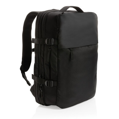 Swiss Peak AWARE™ RPET 15.6" erweiterbarer Wochenendrucksack schwarz bedrucken, Art.-Nr. P762.791 Swiss Peak AWARE™ RPET 15.6" erweiterbarer Wochenendrucksack schwarz bedrucken, Art.-Nr. P762.791