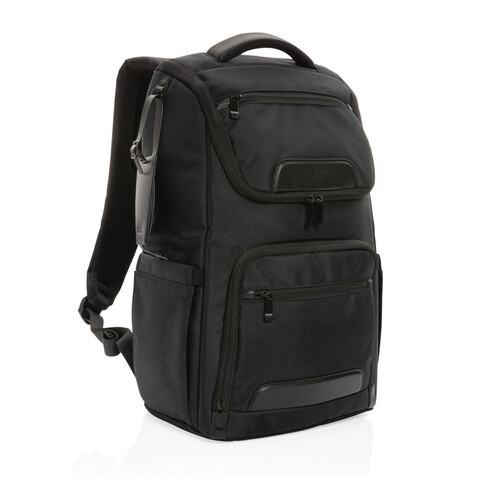 Swiss Peak AWARE™ RPET Voyager 15.6" Laptop Rucksack schwarz bedrucken, Art.-Nr. P762.881 Swiss Peak AWARE™ RPET Voyager 15.6" Laptop Rucksack schwarz bedrucken, Art.-Nr. P762.881
