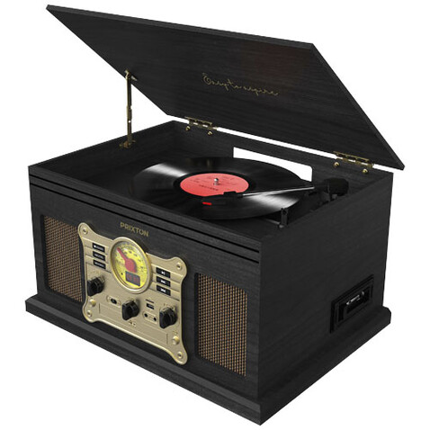 Prixton Century Vinyl Plattenspieler und Musikplayer, schwarz bedrucken, Art.-Nr. 1PA11590 Prixton Century Vinyl Plattenspieler und Musikplayer, schwarz bedrucken, Art.-Nr. 1PA11590