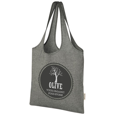 Pheebs 150 g/m² recycelte Tragetasche 7L, heather schwarz bedrucken, Art.-Nr. 12064190 Pheebs 150 g/m² recycelte Tragetasche 7L, heather schwarz bedrucken, Art.-Nr. 12064190