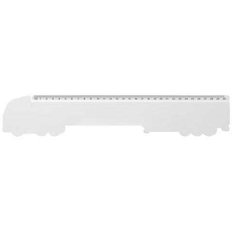 Tait 30 cm LKW-förmiges Lineal aus Recycling-Kunststoff, weiss bedrucken, Art.-Nr. 21046301