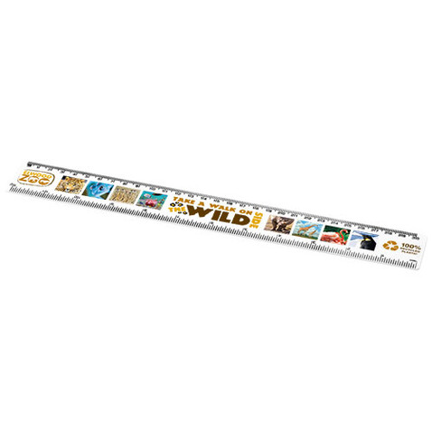 Refari 30 cm Lineal aus recyceltem Kunststoff, weiss bedrucken, Art.-Nr. 21046801 Refari 30 cm Lineal aus recyceltem Kunststoff, weiss bedrucken, Art.-Nr. 21046801
