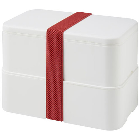 MIYO Doppel-Lunchbox, weiss, weiss, rot bedrucken, Art.-Nr. 21047008 MIYO Doppel-Lunchbox, weiss, weiss, rot bedrucken, Art.-Nr. 21047008