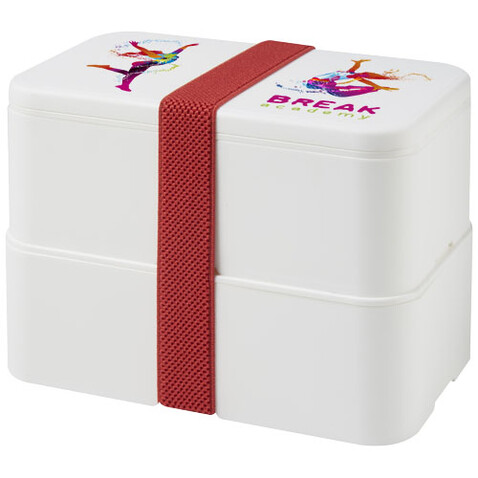 MIYO Doppel-Lunchbox, weiss, weiss, rot bedrucken, Art.-Nr. 21047008 MIYO Doppel-Lunchbox, weiss, weiss, rot bedrucken, Art.-Nr. 21047008