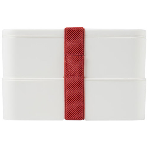 MIYO Doppel-Lunchbox, weiss, weiss, rot bedrucken, Art.-Nr. 21047008 MIYO Doppel-Lunchbox, weiss, weiss, rot bedrucken, Art.-Nr. 21047008