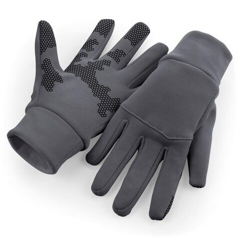 Beechfield Softshell Sports Tech Gloves, Graphite Grey, S/M bedrucken, Art.-Nr. 089691311