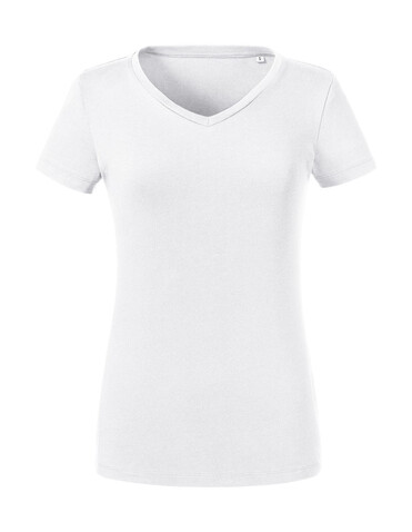 Russell Europe Ladies` Pure Organic V-Neck Tee, White, XS bedrucken, Art.-Nr. 124000002 Russell Europe Ladies` Pure Organic V-Neck Tee, White, XS bedrucken, Art.-Nr. 124000002