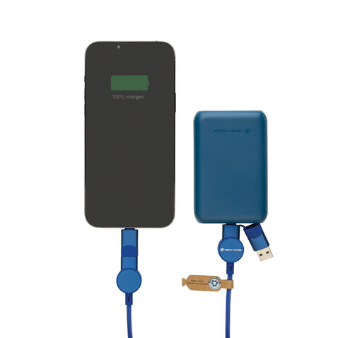 Oakland RCS rKunststoff 1,2m 6-in-1 Fast-Charging 45W Kabel blau bedrucken, Art.-Nr. P302.705 Oakland RCS rKunststoff 1,2m 6-in-1 Fast-Charging 45W Kabel blau bedrucken, Art.-Nr. P302.705