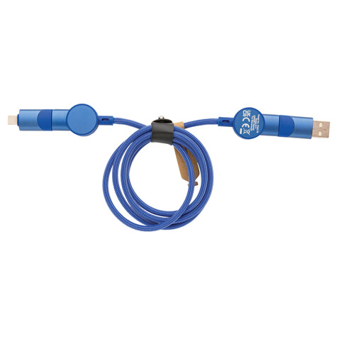 Oakland RCS rKunststoff 1,2m 6-in-1 Fast-Charging 45W Kabel blau bedrucken, Art.-Nr. P302.705 Oakland RCS rKunststoff 1,2m 6-in-1 Fast-Charging 45W Kabel blau bedrucken, Art.-Nr. P302.705