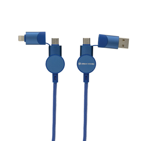 Oakland RCS rKunststoff 1,2m 6-in-1 Fast-Charging 45W Kabel blau bedrucken, Art.-Nr. P302.705 Oakland RCS rKunststoff 1,2m 6-in-1 Fast-Charging 45W Kabel blau bedrucken, Art.-Nr. P302.705