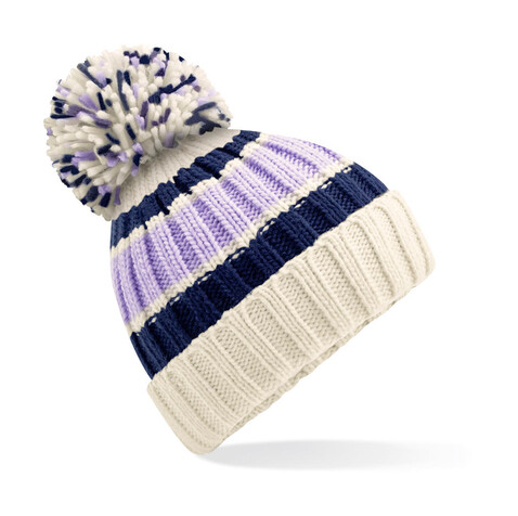 Beechfield Hygge Striped Beanie, Blueberry Cheesecake, One Size bedrucken, Art.-Nr. 962690140 Beechfield Hygge Striped Beanie, Blueberry Cheesecake, One Size bedrucken, Art.-Nr. 962690140