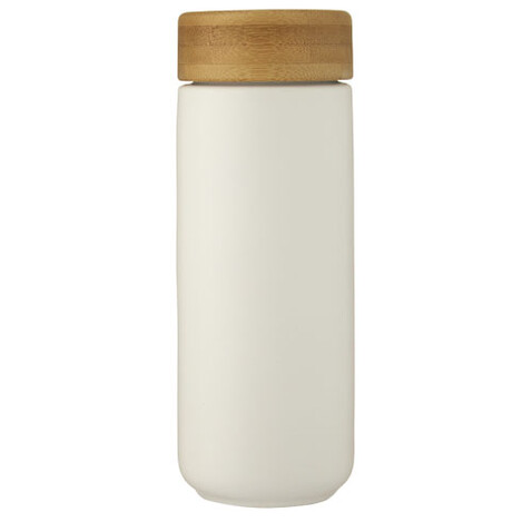Lumi 300 ml Keramikbecher mit Bambusdeckel, weiss bedrucken, Art.-Nr. 10070501