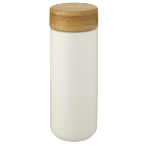 Lumi 300 ml Keramikbecher mit Bambusdeckel, weiss bedrucken, Art.-Nr. 10070501