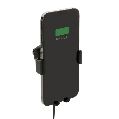 10W Wireless Charging Autohalter aus RCS Plastik schwarz bedrucken, Art.-Nr. P302.561 10W Wireless Charging Autohalter aus RCS Plastik schwarz bedrucken, Art.-Nr. P302.561
