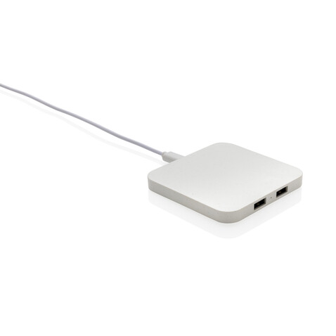 10W Wireless Charger aus RSC recycl. Kunststoff mit Dual-USB weiß bedrucken, Art.-Nr. P308.463 10W Wireless Charger aus RSC recycl. Kunststoff mit Dual-USB weiß bedrucken, Art.-Nr. P308.463