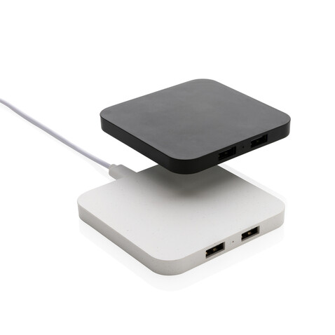 10W Wireless Charger aus RSC recycl. Kunststoff mit Dual-USB weiß bedrucken, Art.-Nr. P308.463 10W Wireless Charger aus RSC recycl. Kunststoff mit Dual-USB weiß bedrucken, Art.-Nr. P308.463