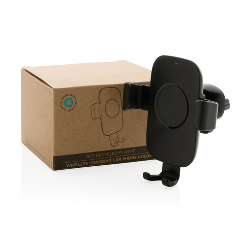 10W Wireless Charging Autohalter aus RCS Plastik schwarz bedrucken, Art.-Nr. P302.561 10W Wireless Charging Autohalter aus RCS Plastik schwarz bedrucken, Art.-Nr. P302.561