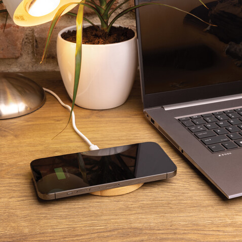 15W Bambus Wireless Charger braun bedrucken, Art.-Nr. P308.389 15W Bambus Wireless Charger braun bedrucken, Art.-Nr. P308.389