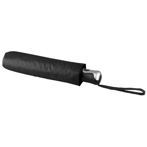 Alex 21,5" Vollautomatik Kompaktregenschirm, schwarz, silber bedrucken, Art.-Nr. 10901681
