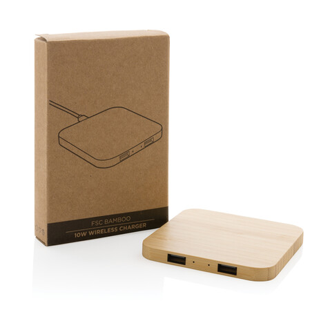 10W Wireless-Charger mit USB aus Bambus braun bedrucken, Art.-Nr. P308.379 10W Wireless-Charger mit USB aus Bambus braun bedrucken, Art.-Nr. P308.379