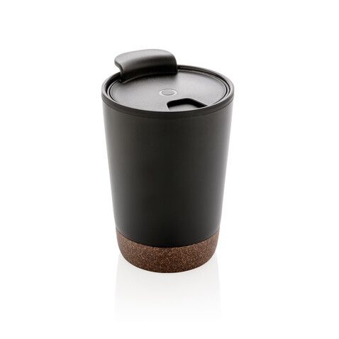 GRS rPP Edelstahl-Kaffeebecher mit Kork schwarz bedrucken, Art.-Nr. P435.071 GRS rPP Edelstahl-Kaffeebecher mit Kork schwarz bedrucken, Art.-Nr. P435.071