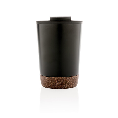 GRS rPP Edelstahl-Kaffeebecher mit Kork schwarz bedrucken, Art.-Nr. P435.071 GRS rPP Edelstahl-Kaffeebecher mit Kork schwarz bedrucken, Art.-Nr. P435.071