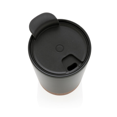 GRS rPP Edelstahl-Kaffeebecher mit Kork schwarz bedrucken, Art.-Nr. P435.071 GRS rPP Edelstahl-Kaffeebecher mit Kork schwarz bedrucken, Art.-Nr. P435.071