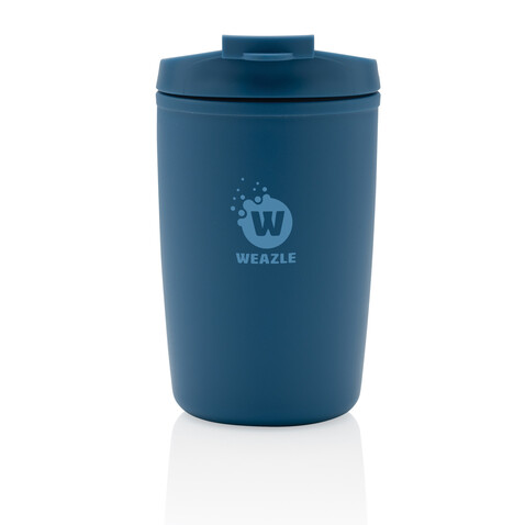 GRS recycelter PP-Becher mit Flip-Deckel blau bedrucken, Art.-Nr. P433.085 GRS recycelter PP-Becher mit Flip-Deckel blau bedrucken, Art.-Nr. P433.085