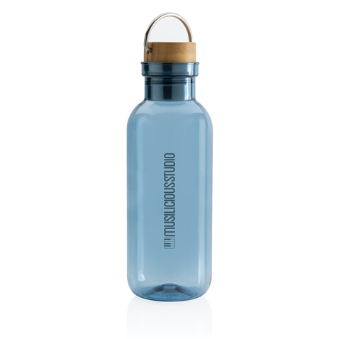 RCS rPET Flasche with Bambusdeckel und Griff blau bedrucken, Art.-Nr. P433.265 RCS rPET Flasche with Bambusdeckel und Griff blau bedrucken, Art.-Nr. P433.265