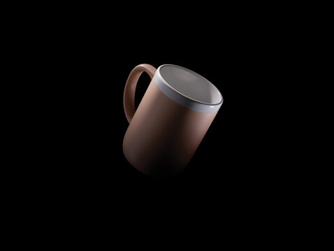 Keramiktasse mit weißem Rand, 300ml braun, weiß bedrucken, Art.-Nr. P434.099