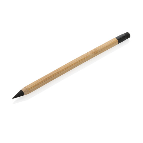 Bambus Infinity-Stift mit Radiergummi braun bedrucken, Art.-Nr. P611.099