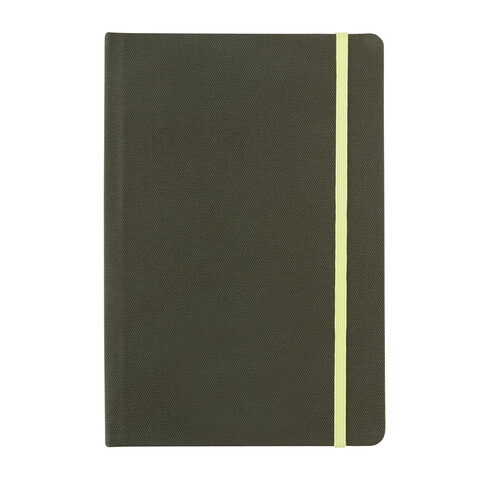 GRS-zertifiziertes rPET-A5-Notizbuch grün, grün bedrucken, Art.-Nr. P774.457