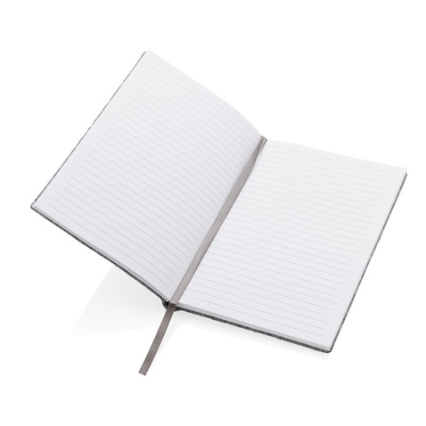 A5-Softcover-Notizbuch aus GRS zertifiert recyceltem Filz grau bedrucken, Art.-Nr. P774.472