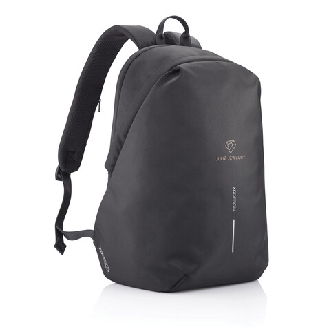 Bobby Soft, Anti-Diebstahl-Rucksack schwarz, grün bedrucken, Art.-Nr. P705.791 Bobby Soft, Anti-Diebstahl-Rucksack schwarz, grün bedrucken, Art.-Nr. P705.791