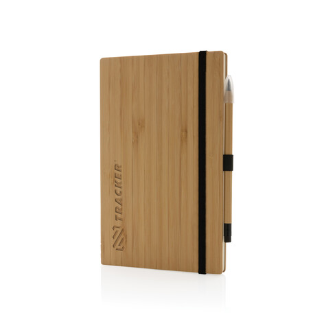 Bambus-Notizbuch und Infinity-Bleistift im Set braun bedrucken, Art.-Nr. P774.469 Bambus-Notizbuch und Infinity-Bleistift im Set braun bedrucken, Art.-Nr. P774.469