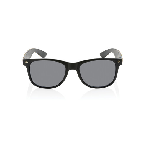 Sonnenbrille aus GRS recyceltem PC-Kunststoff mit Kork schwarz bedrucken, Art.-Nr. P453.881