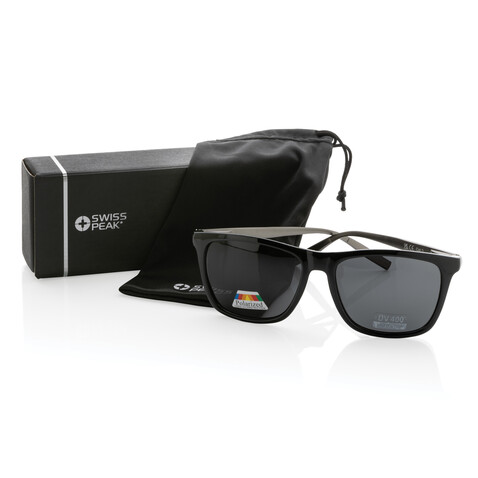Swiss Peak polarisierte Sonnenbrille aus RCS Kunststoff schwarz bedrucken, Art.-Nr. P453.981 Swiss Peak polarisierte Sonnenbrille aus RCS Kunststoff schwarz bedrucken, Art.-Nr. P453.981