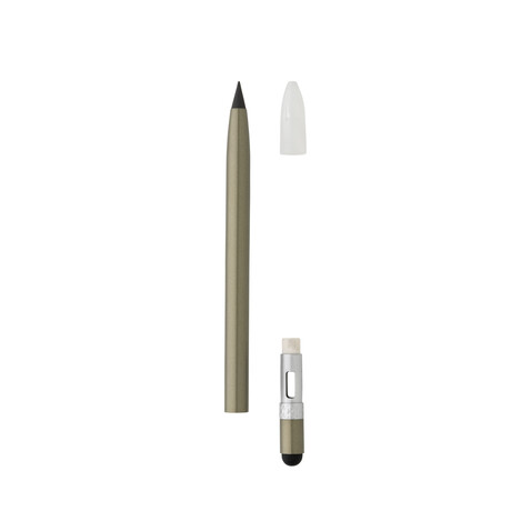 Tintenloser Stift aus Aluminium mit Radiergummi grün bedrucken, Art.-Nr. P611.127 Tintenloser Stift aus Aluminium mit Radiergummi grün bedrucken, Art.-Nr. P611.127