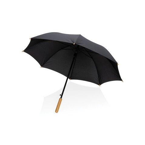23" Impact AWARE™ RPET 190T Auto-Open Bambus-Schirm schwarz bedrucken, Art.-Nr. P850.651