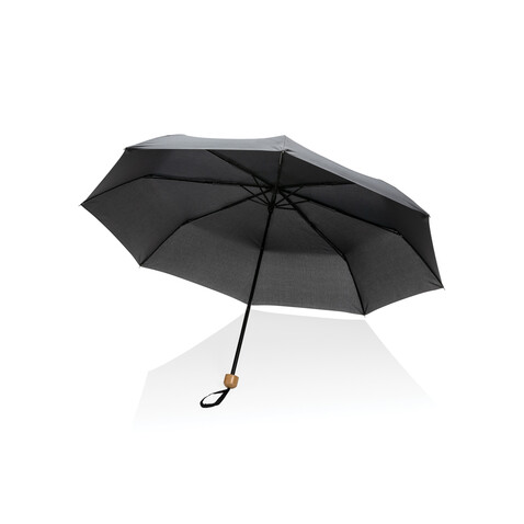 20.5" Impact AWARE™ RPET 190T Pongee Bambus Mini-Schirm schwarz bedrucken, Art.-Nr. P850.571