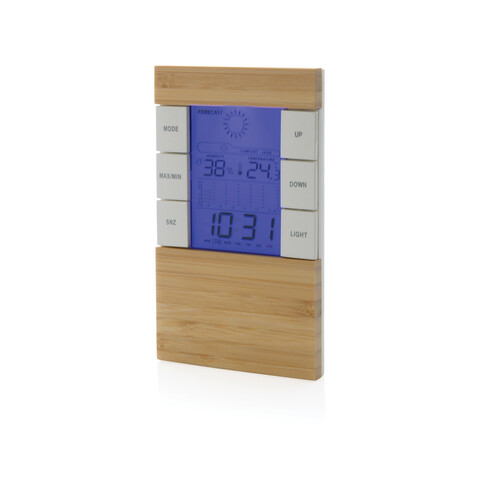 Utah Wetterstation aus RCS rKunststoff &amp; Bambus braun bedrucken, Art.-Nr. P279.419