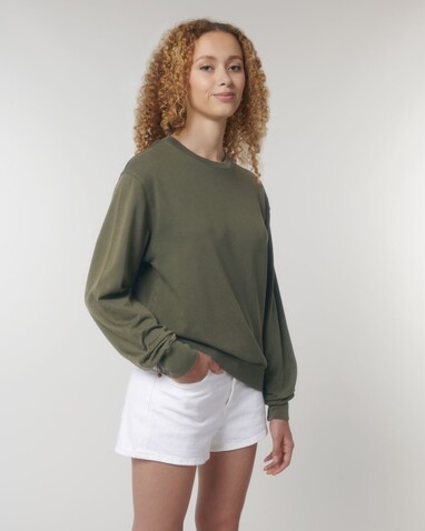 Matcher Vintage - Das Garment-Dyed Rundhals-Unisex-Sweatshirt aus French Terry - G. Dyed Khaki - M bedrucken, Art.-Nr. STSU085C1091M