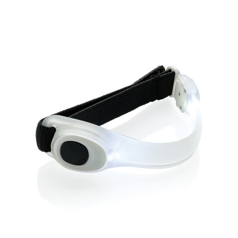 Sicherheitsband mit LED weiß, schwarz bedrucken, Art.-Nr. P239.433 Sicherheitsband mit LED weiß, schwarz bedrucken, Art.-Nr. P239.433