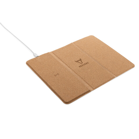 Wireless 10W Kork-Mauspad mit Ladefunktion und Ständer braun bedrucken, Art.-Nr. P308.519 Wireless 10W Kork-Mauspad mit Ladefunktion und Ständer braun bedrucken, Art.-Nr. P308.519