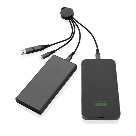 Terra 6-in-1-Ladekabel aus RCS recyceltem Aluminium grau bedrucken, Art.-Nr. P302.672 Terra 6-in-1-Ladekabel aus RCS recyceltem Aluminium grau bedrucken, Art.-Nr. P302.672